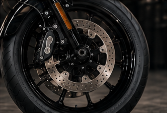 バイクのフロントホイールとブレーキ